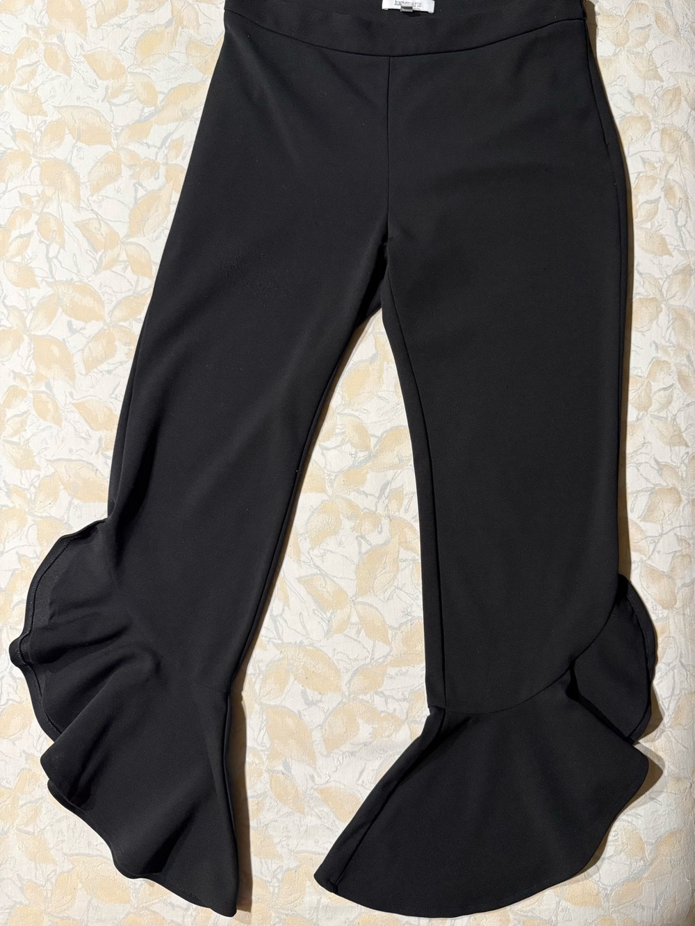 Lucy Paris Black Flounce-Hem Boot Flare Pants
